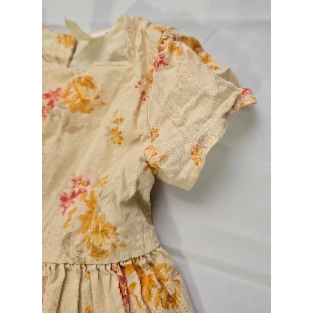 Baby B'gosh 24M Floral Dobby Stripe Cotton Dress Cream Yellow Pink
